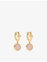 selfridges Astley Clarke 18ct Yellow-Gold Plated Sterling Silver Pink Quartzite Huggie Earrings- Buy online at McGrocer