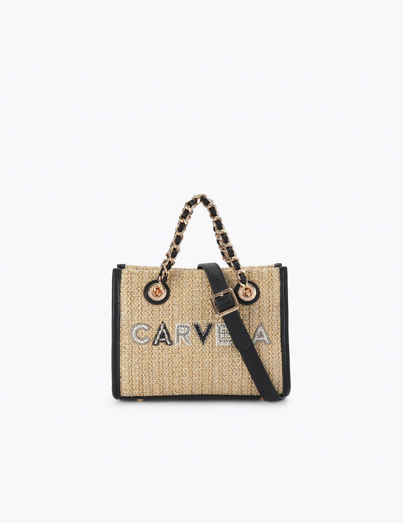 Carvela raffia beaded mini cross body bag, UK version