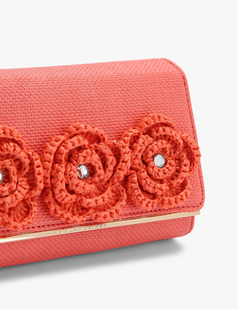 Kurt Geiger raffia floral clutch bag - British product