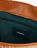 Lacoste raffia tote bag with faux leather straps, UK version