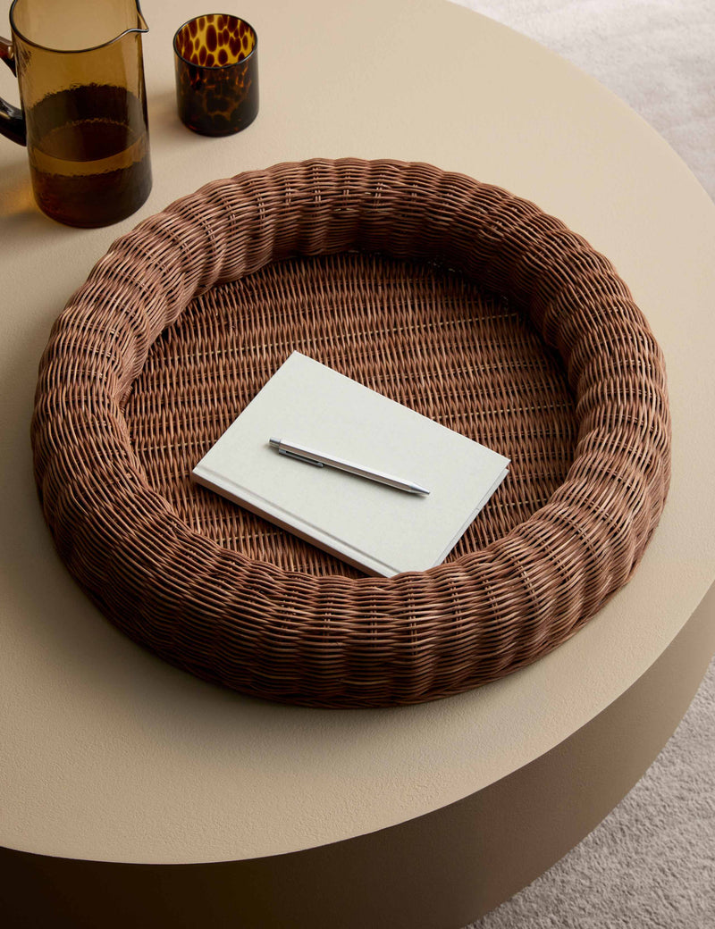 Large round rattan coffee table tray, UK version