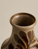 Ceramic vase with leaf detailing and reactive glaze, UK version