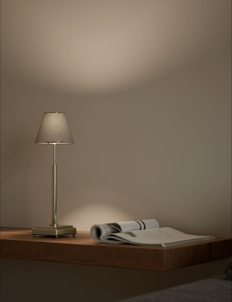 Rechargeable brass table lamp dimmable LED 46.3cm, imported from the UK