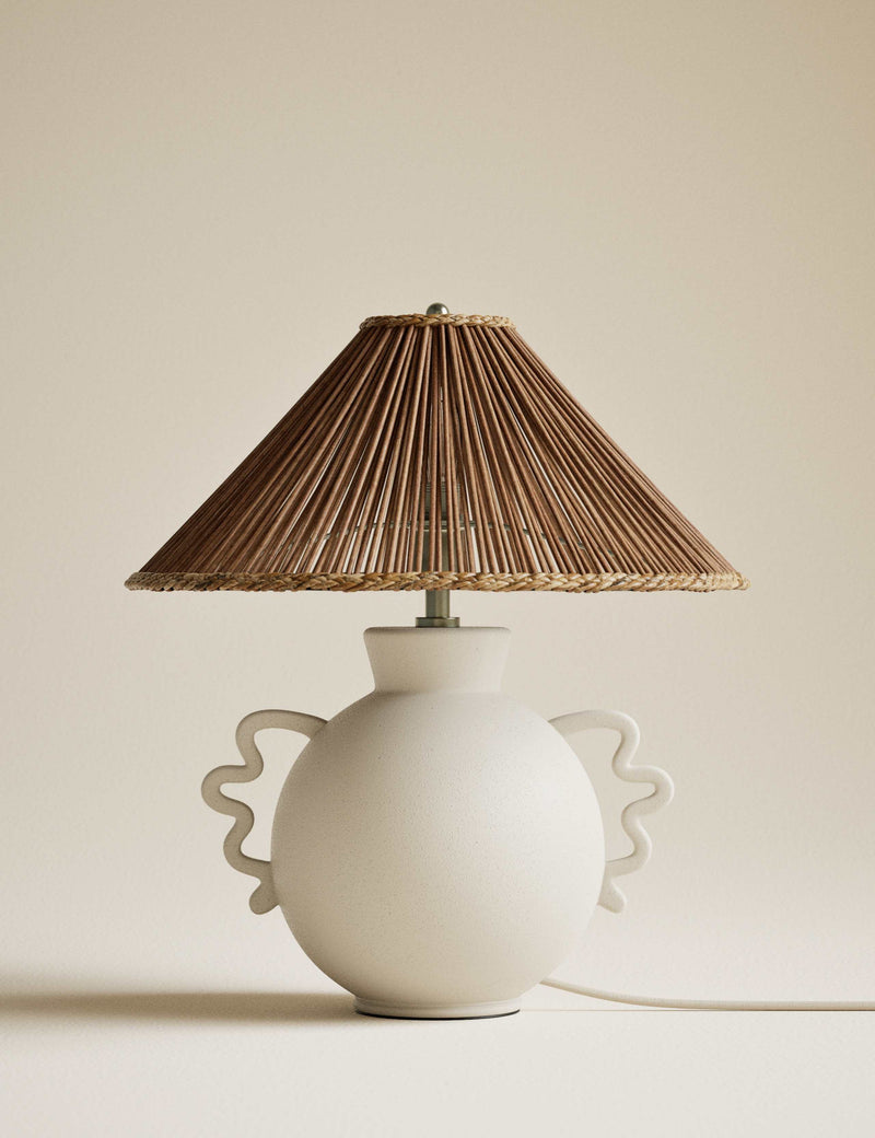Remi table lamp glazed ceramic wicker shade 39.2 cm - British product
