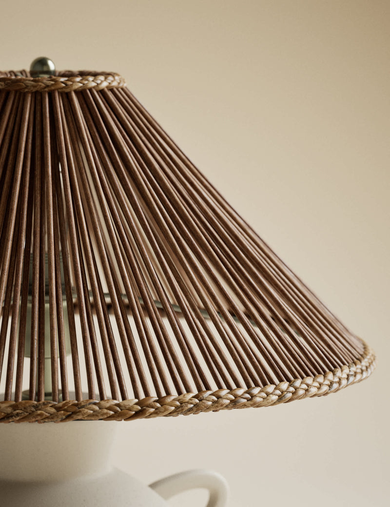 Remi table lamp glazed ceramic wicker shade 39.2 cm - British product