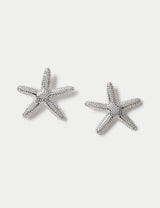 M&S Rhodium Oversized Starfish Stud Earrings- Buy online at McGrocer