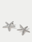 Rhodium oversized starfish stud earrings, imported from the UK