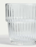 Ribbed glass cappuccino cup with handle - British product