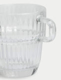 Ribbed glass cappuccino cup with handle - British product