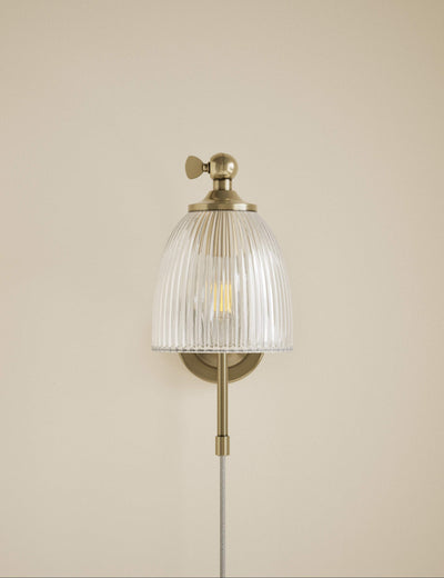 M&S Ribbed Plug In Wall Light - Antique Brass- Buy online at McGrocer