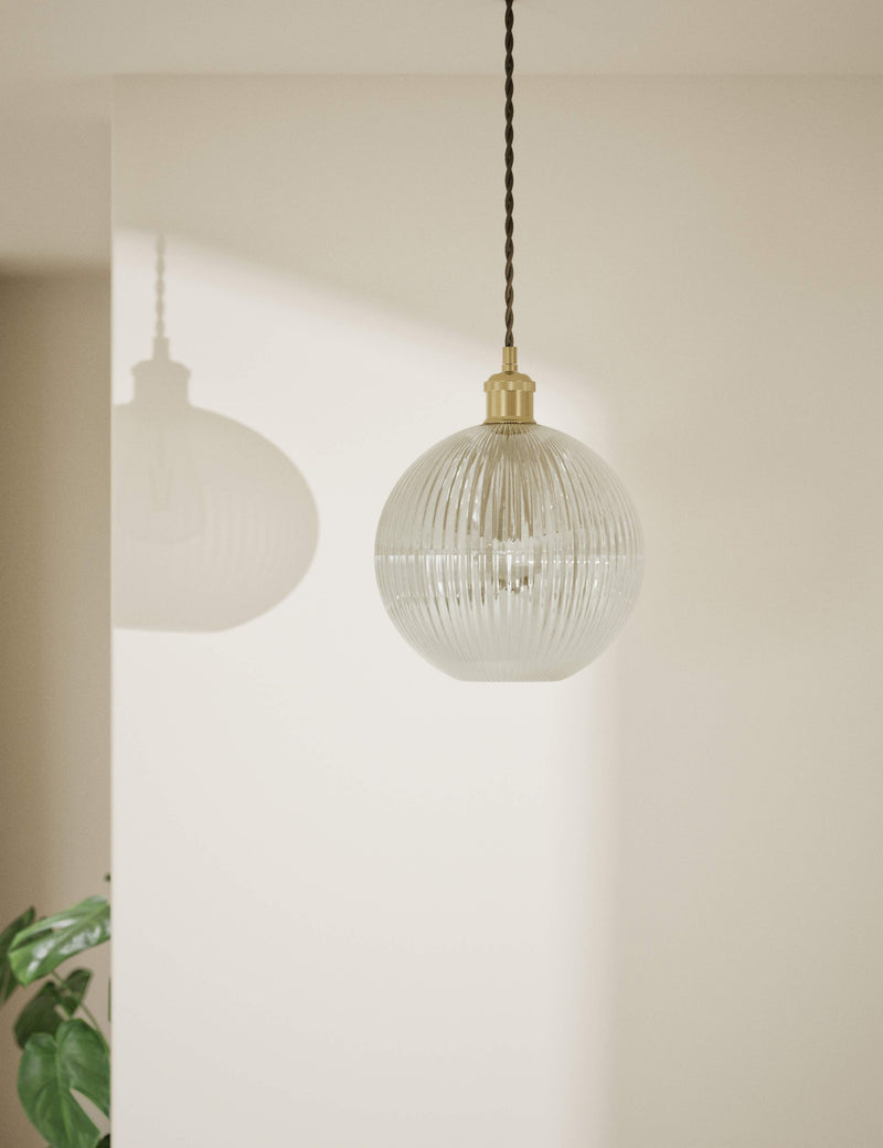 Ridged glass ceiling lamp shade 23.5cm (British brand)