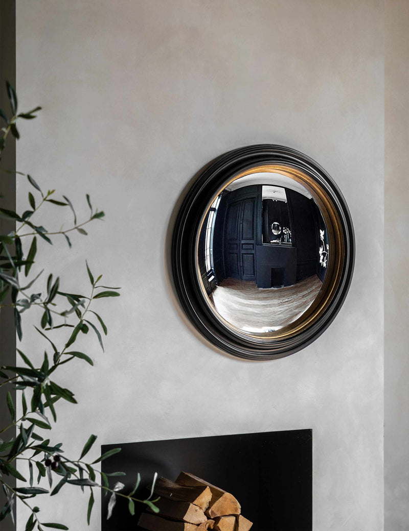 Rockbourne Round Wall Mirror Convex Wooden Frame 50cm, imported from the UK