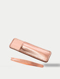 Mini slant tweezers rose gold with case (British brand)