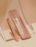 Mini slant tweezers rose gold with case (British brand)