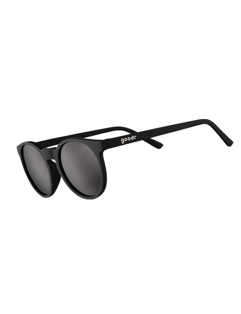 Goodr round sunglasses with polarised black lenses, UK version