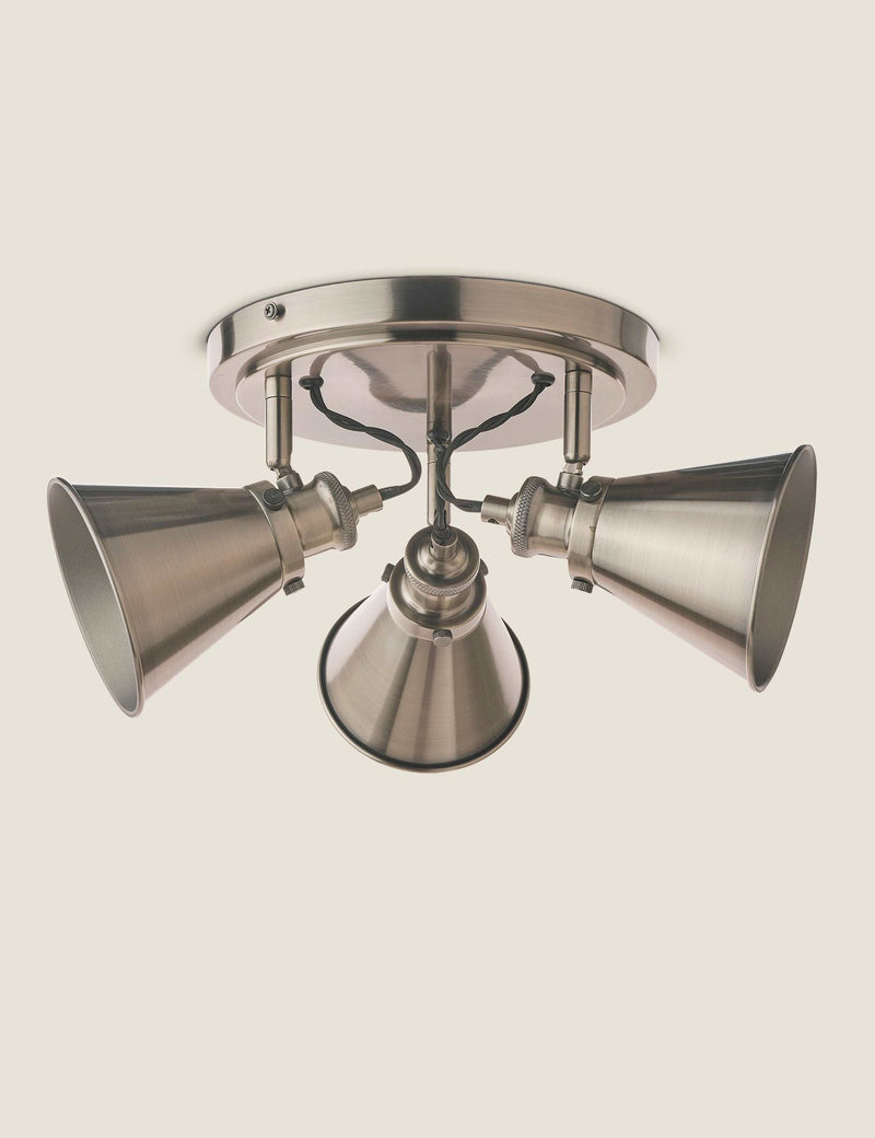 Laura Ashley Rufus 3-light plate ceiling spotlight, imported from the UK