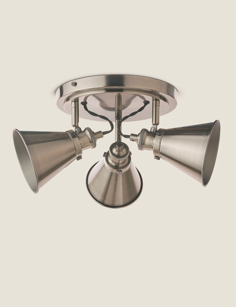 Laura Ashley Rufus 3-light plate ceiling spotlight, imported from the UK