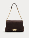 M&S croc effect suedette shoulder bag with double chain (British brand)