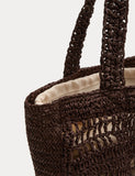 M&S straw tote bag natural straw cotton lining - British product