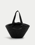 M&S straw drawstring bucket bag 21cm, imported from the UK