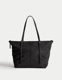 M&S top handle shoulder bag, wipe-clean fabric, roomy interior (British brand)