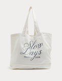 M&S pure cotton canvas tote bag with LA graphic print, imported from the UK