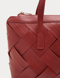 Faux Leather Woven Shoulder Bag