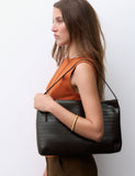 Autograph leather embossed zip shoulder bag imported from the UK