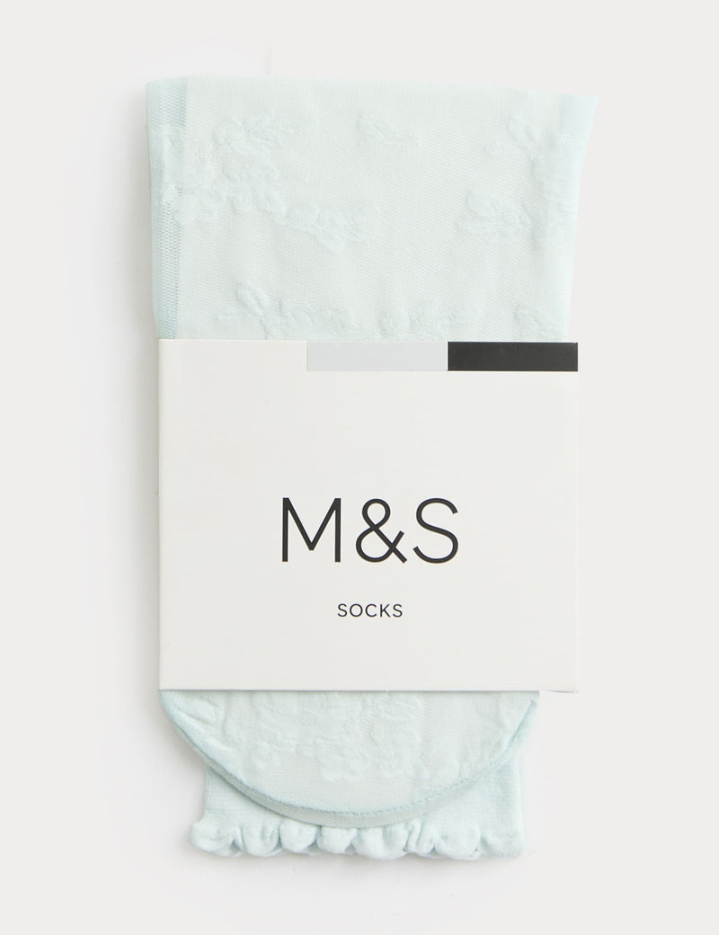M&S Collection floral lace ankle socks - British product