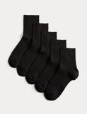 M&S Collection 5 Pack Supersoft Ribbed Quarter Socks