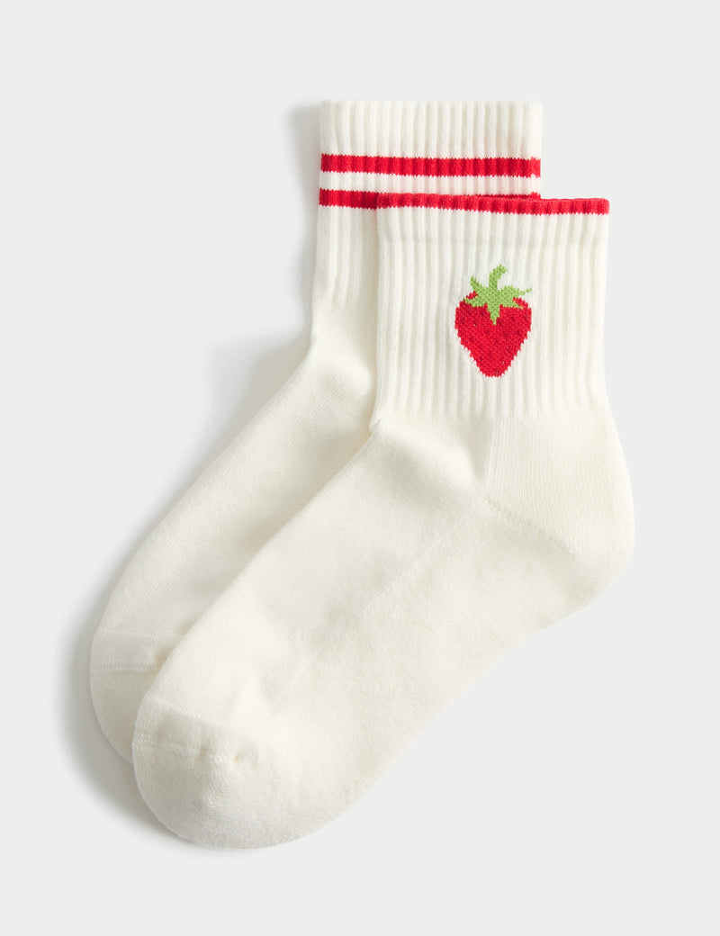 M&S cotton rich fruit quarter socks (British brand)