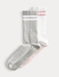 Goodmove cotton stripe yoga socks 2pk with gripper soles, UK version