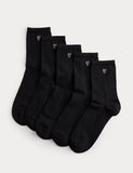 M&S embroidered crew socks cotton rich 5 pack (British brand)