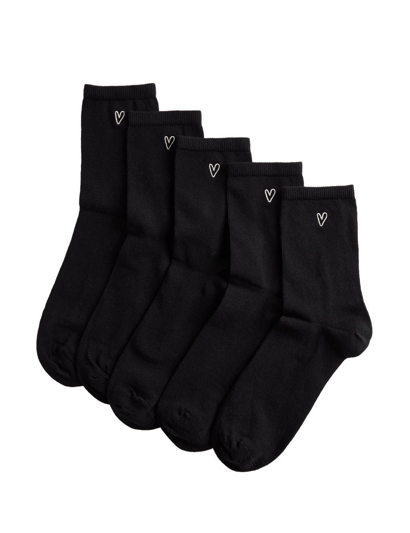 M&S embroidered crew socks cotton rich 5 pack (British brand)