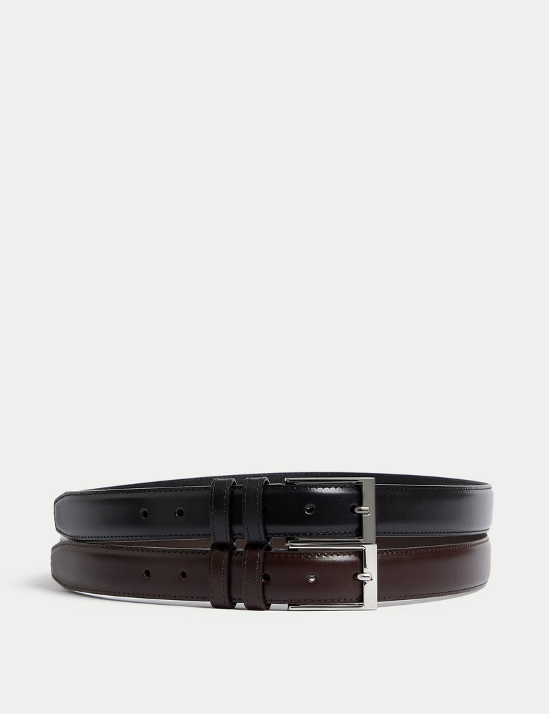 M&S leather stitch detail belts 2 pack, UK version
