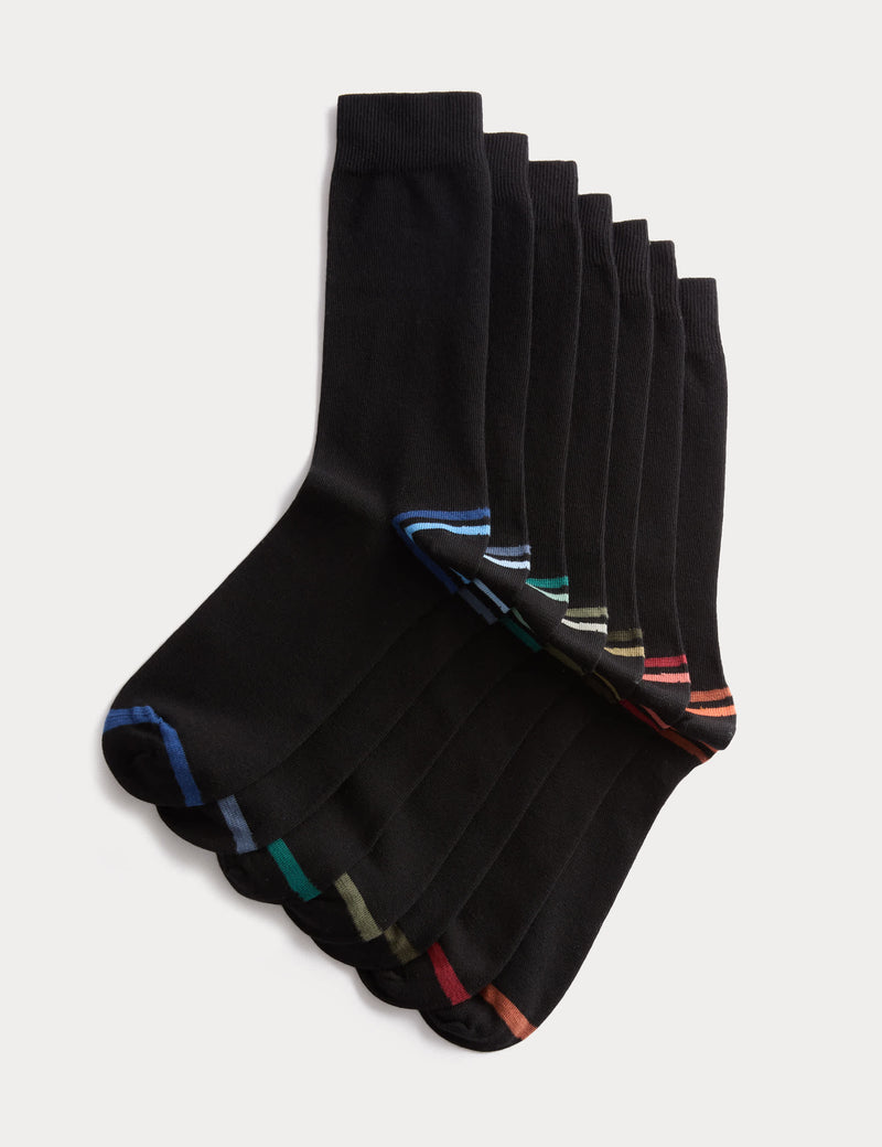 M&S Cool & Fresh striped cotton rich socks 7 pack, UK version