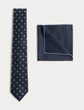 Autograph floral geometric tie and handkerchief set - British product