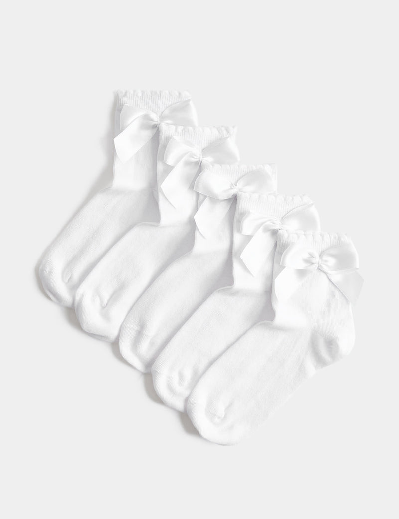 Cotton rich bow knee high socks 5 pack size 6-7 imported UK