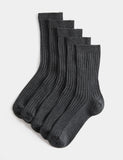 Ribbed school socks 5 pack ankle length Freshfeet technology, UK version