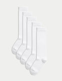 5 pack knee high socks with scalloped trim, imported from the UK