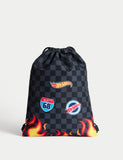 Hot Wheels kids drawstring bag with logo print, UK version