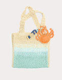 Raffia ombre charm tote bag for kids, imported from the UK