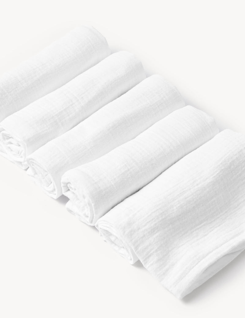 5 pack pure cotton muslin squares (British brand)