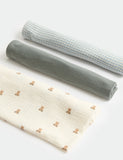 Muslin squares 3 pack pure cotton (British brand)
