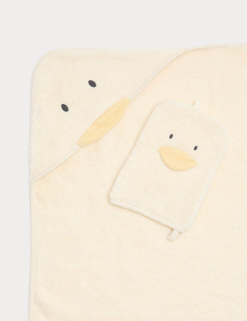 Duck towel and mitt set pure cotton baby hooded towel (British brand)