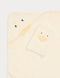 Duck towel and mitt set pure cotton baby hooded towel (British brand)