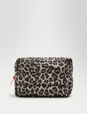 Quilted leopard print toiletry bag, British brand