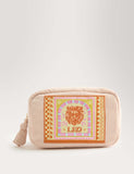 Leo star sign toiletry bag with embroidered lion design, UK version