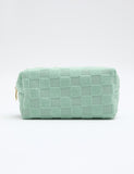 Towelling cosmetic bag with jacquard chequerboard pattern, UK version