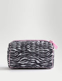 Large quilted toiletry bag with zebra print - British product